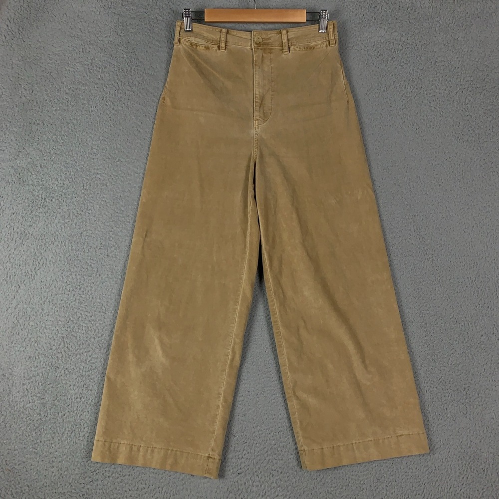 Free People Wide Leg Corduroy Pants Women's 28 Tan Khaki Straight High Rise Boho